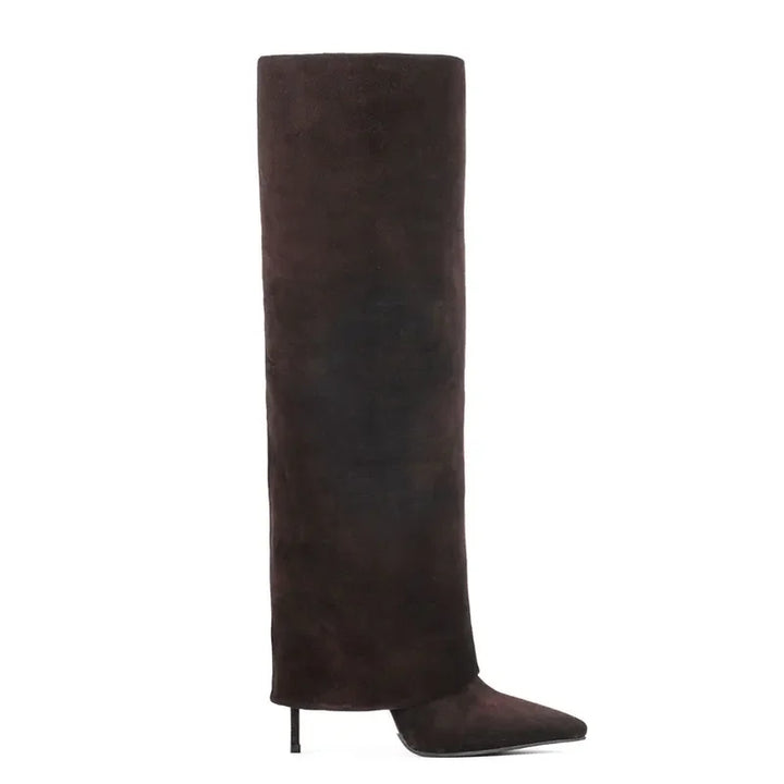Genuine leather/imitation leather high pointed heel boots - Amaya