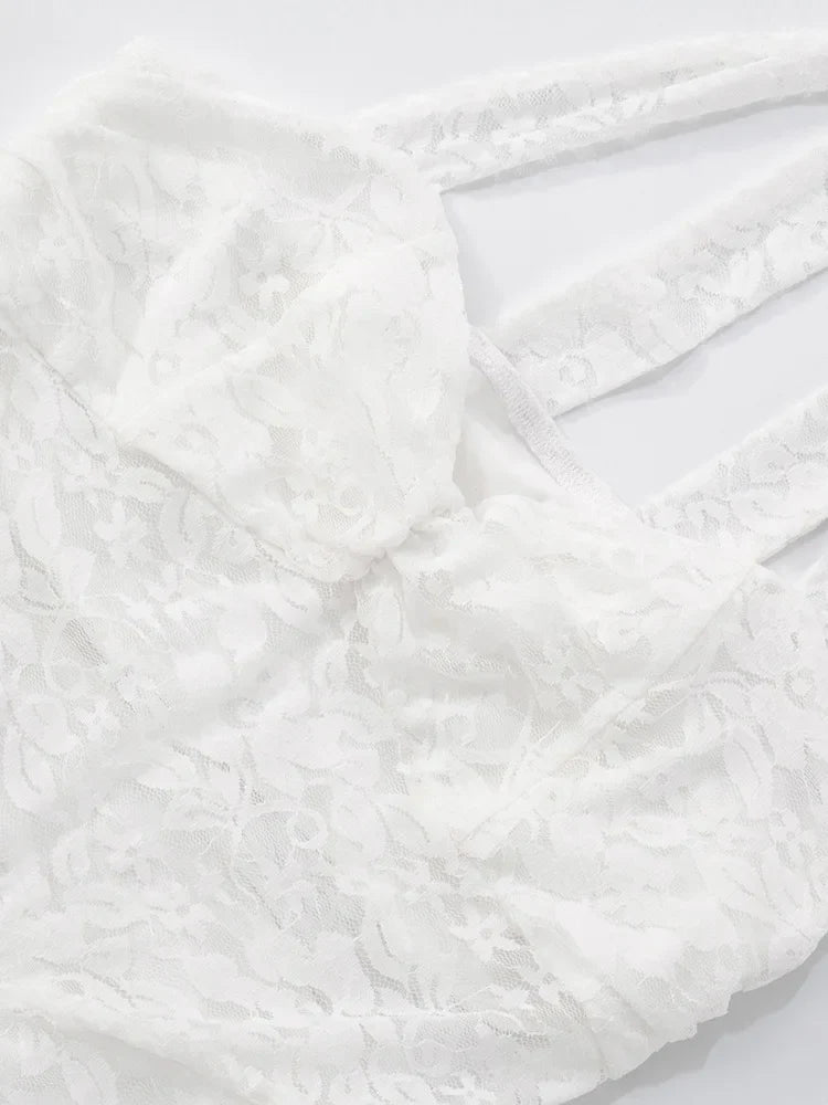 שמלת מקסי תחרה בעיצוב שסע בעיטור מלמלה - רוזלין