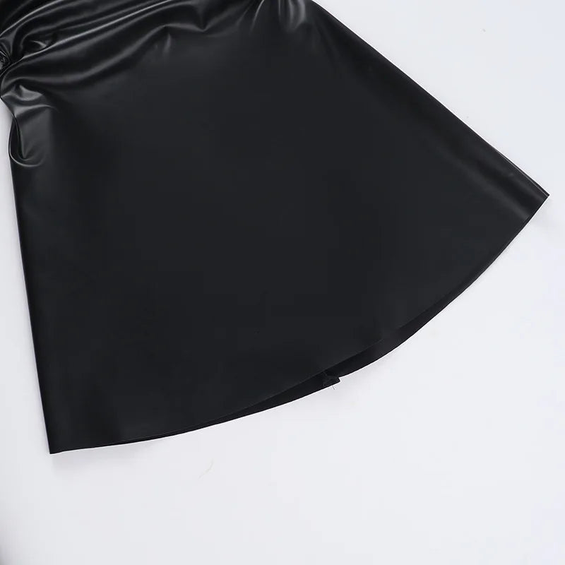 שמלת מיני דמוי עור בגזרת A - קרול