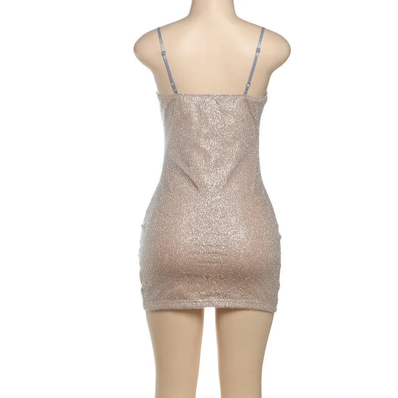 שמלת מיני נצנצים צמודה - פיקסי