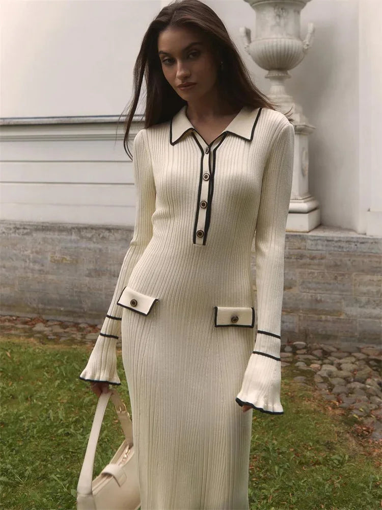 שמלת מקסי / מיני סרוגה בעיצוב אירופאי - Marceline