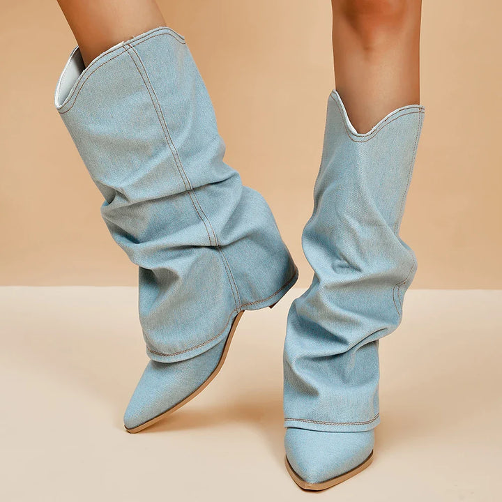 Denim heeled boots - Edison
