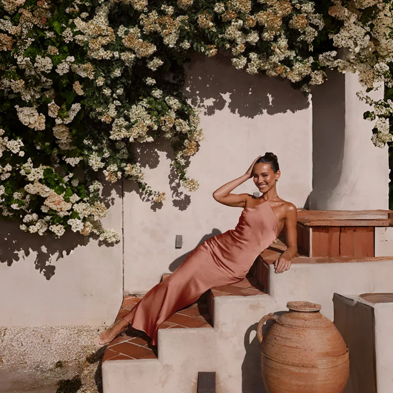 שמלת מקסי סאטן אלגנטית - קלייר