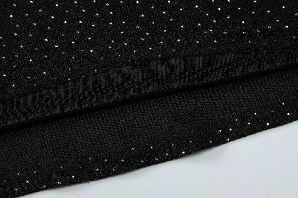 שמלת מקסי סטרפלס נצנצים בעיטור זרקונים מנצנצים - HOLLY