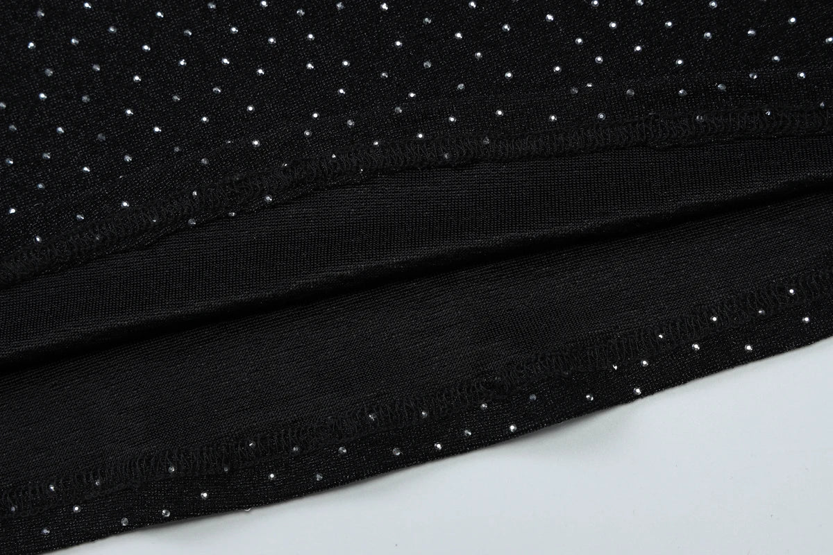 שמלת מקסי סטרפלס נצנצים בעיטור זרקונים מנצנצים - HOLLY