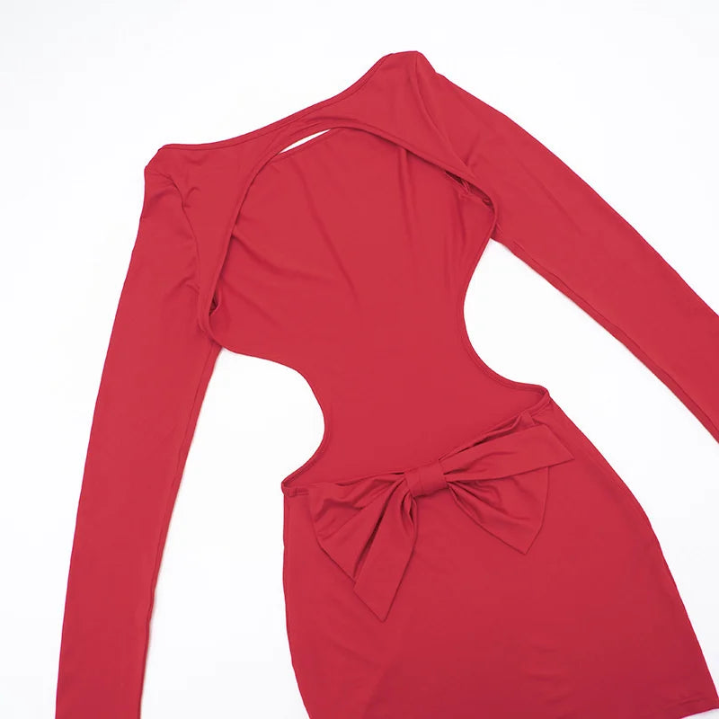 Open back mini dress with bow tie design - ORIN