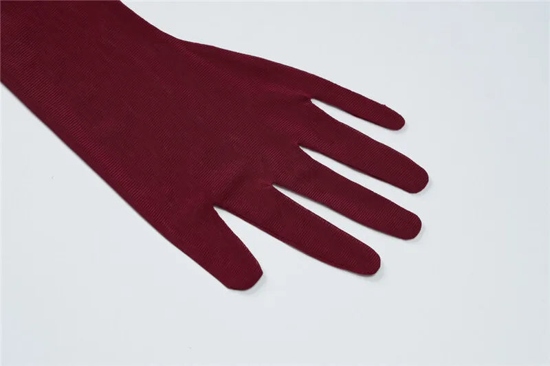 שמלת מקסי סטרפלס בעיטור כפפות וצעיף שיפון - אנאבל