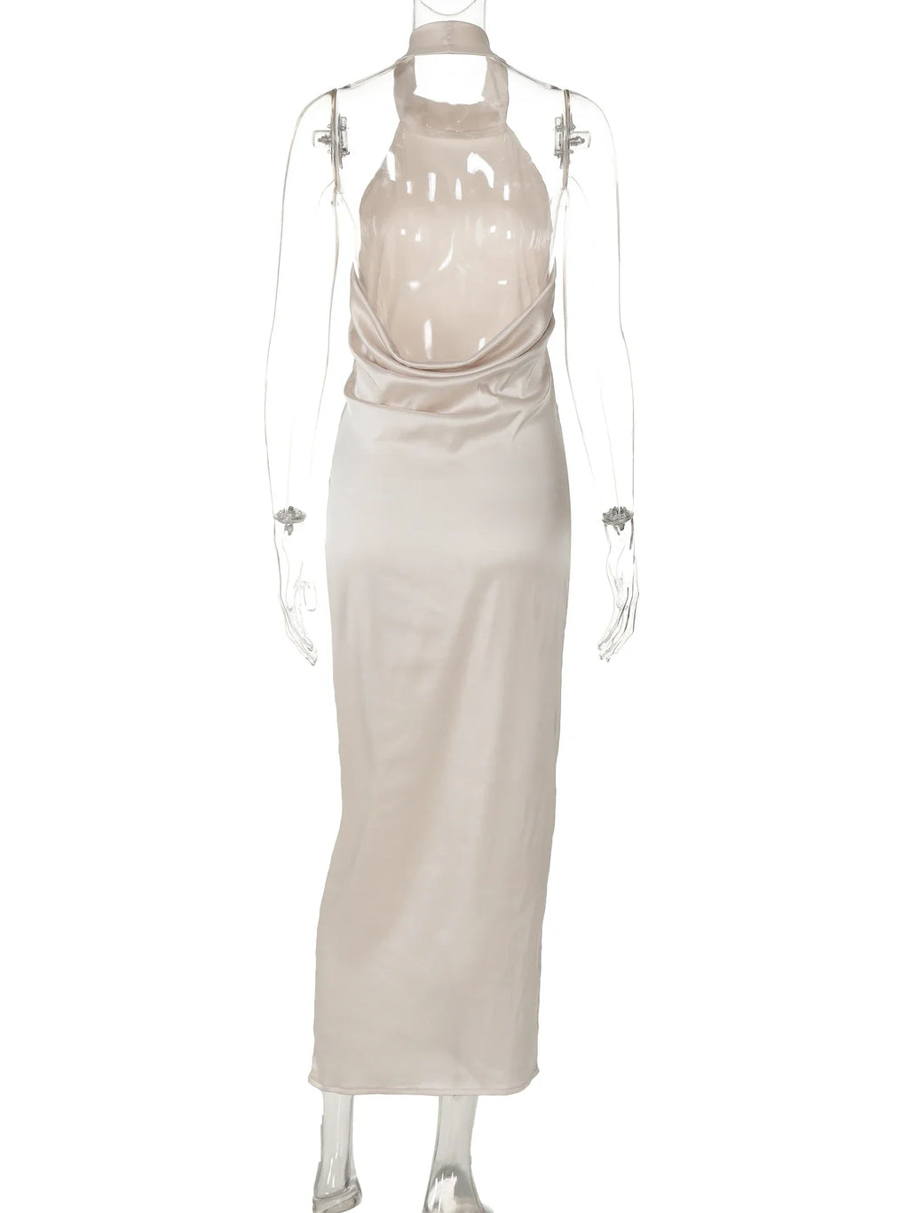 שמלת מקסי סאטן קולר גב פתוח - Lilly