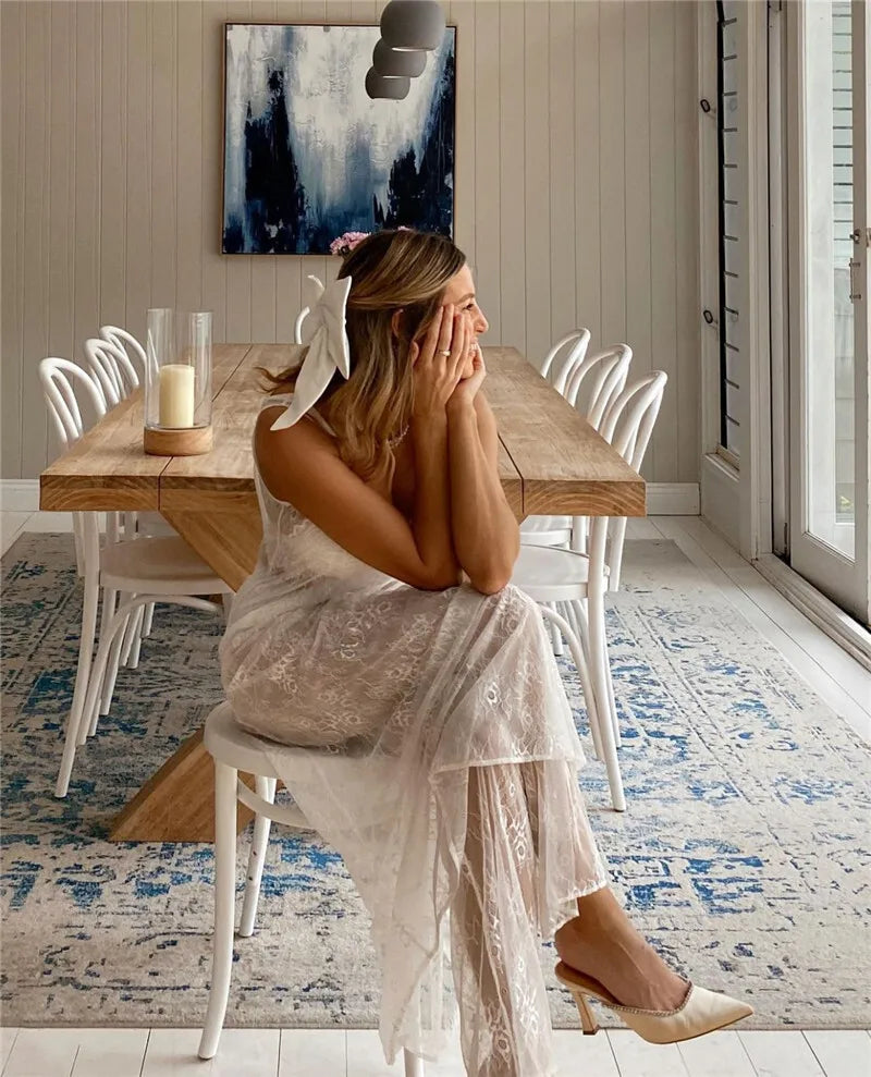 שמלת מקסי חוף תחרה שקופה - Sasha