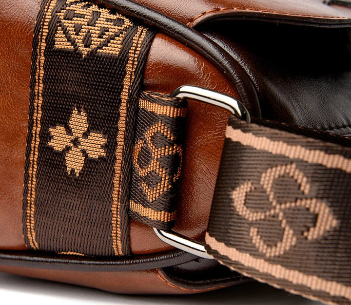 Faux leather bag with strap design