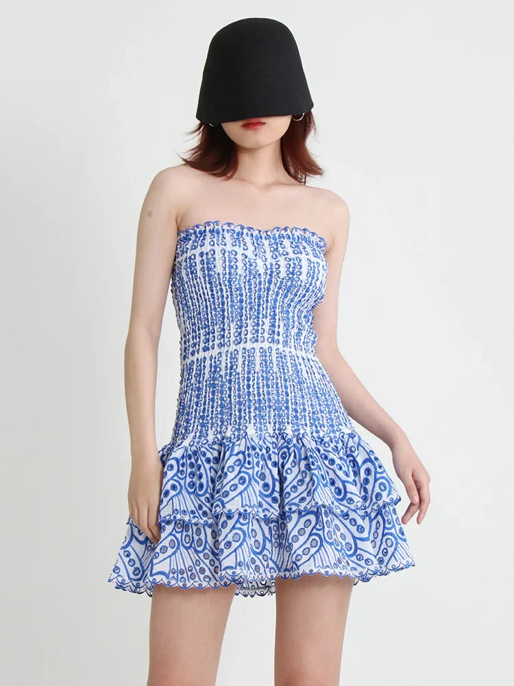 שמלת מיני סטרפלס כיווצים מלמלה - דיאן