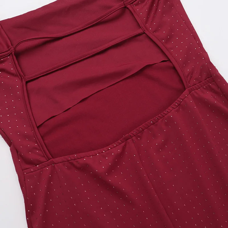 שמלת מיני צמודה בעיטור זרקונים מנצנצים - LIT