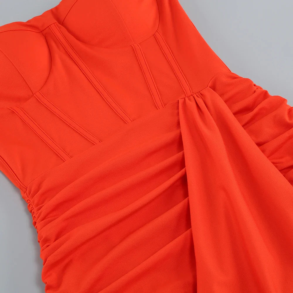 שמלת מקסי סטרפלס שסע עמוק - ג'ודי