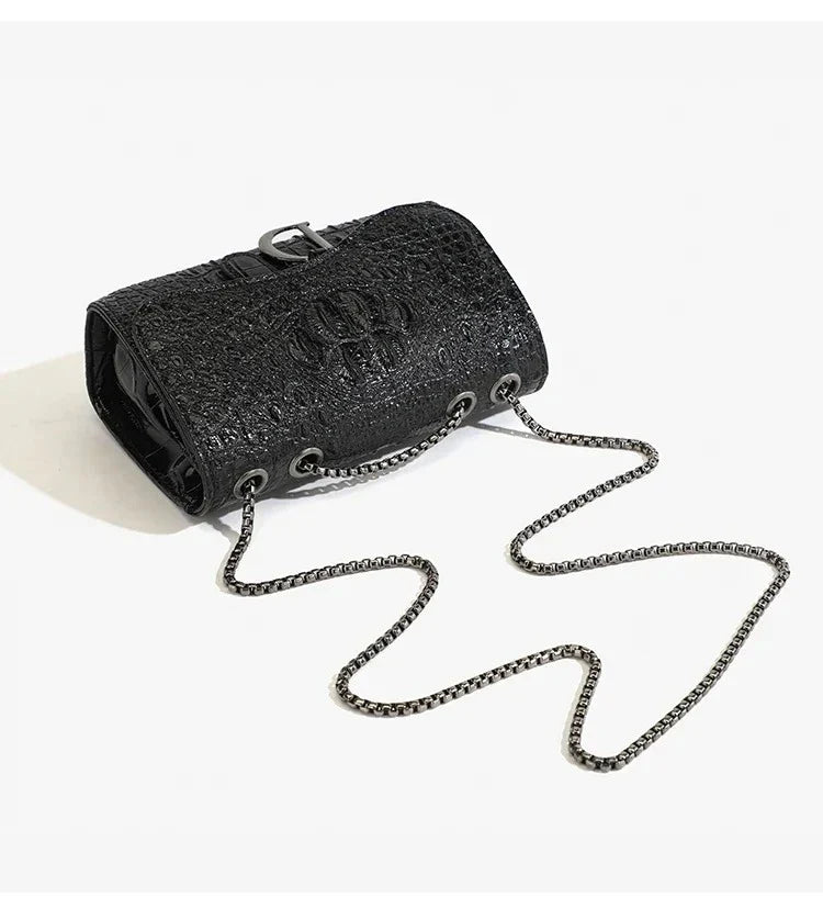 Glitter faux leather bag with D design