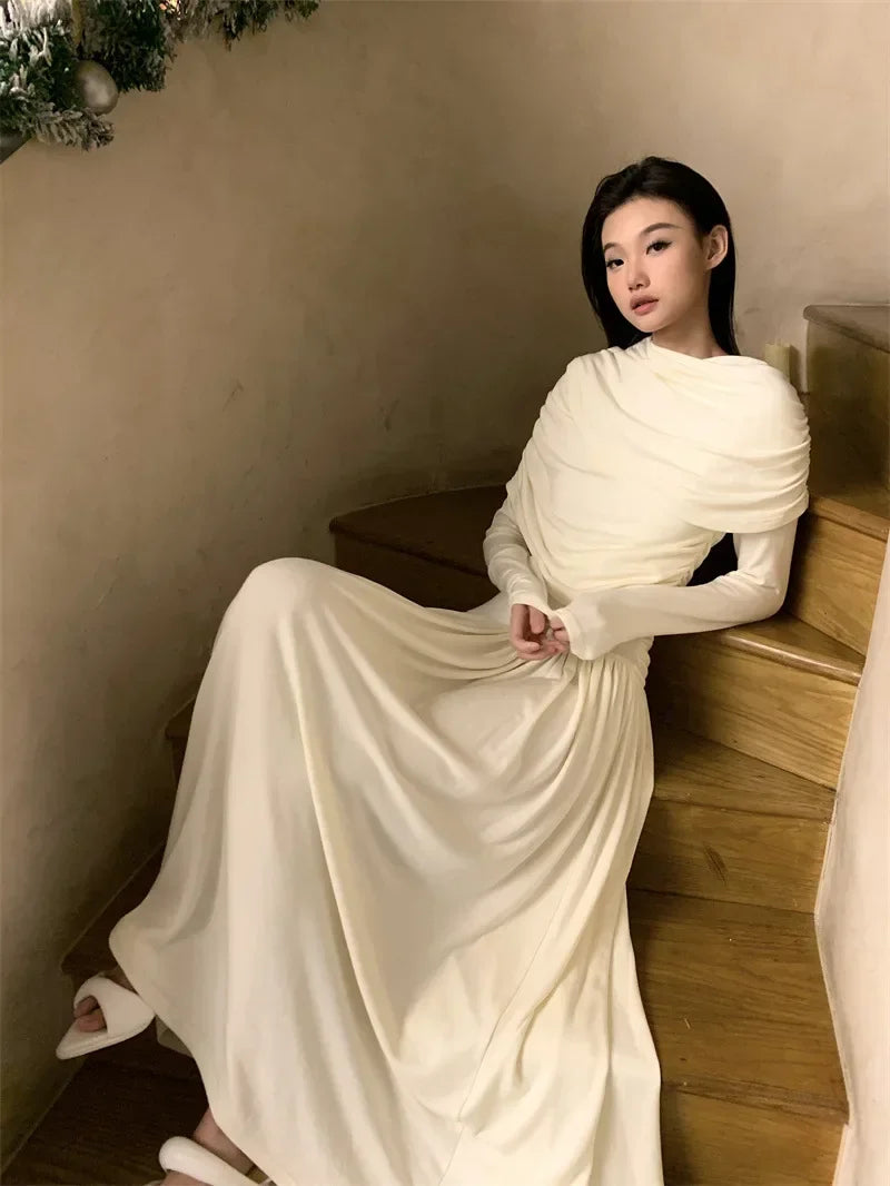 שמלת מקסי ערב בעיצוב קיפולים - שרה