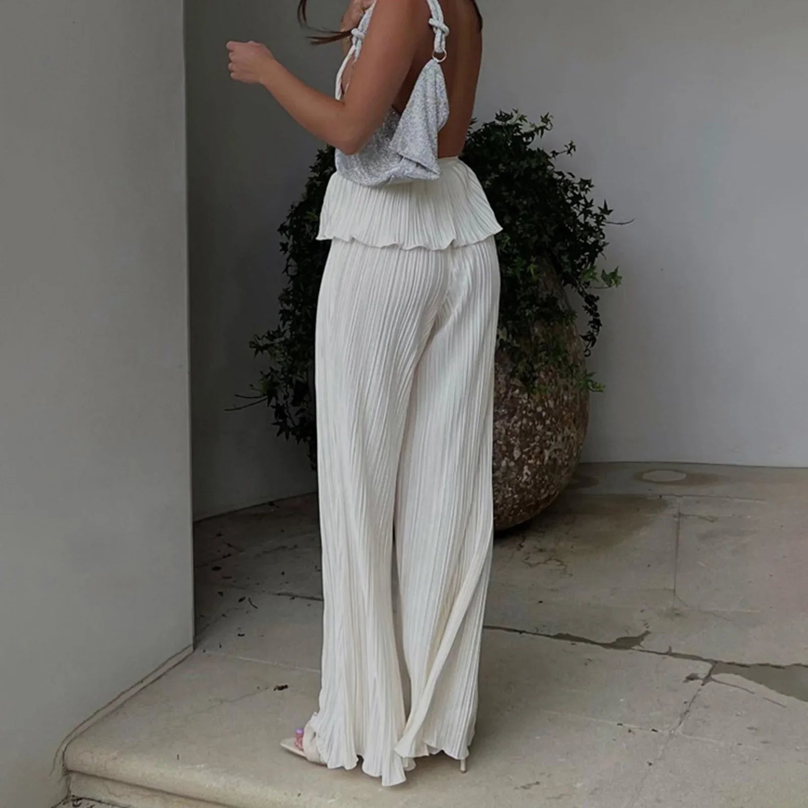 חליפת שני חלקים בד קרפ מכנסיים ארוכים וחולצה - מילאן