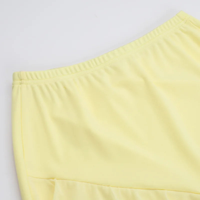 סט שני חלקים טופ סטרפלס וחצאית מקסי בעיטור מלמלה - סאני