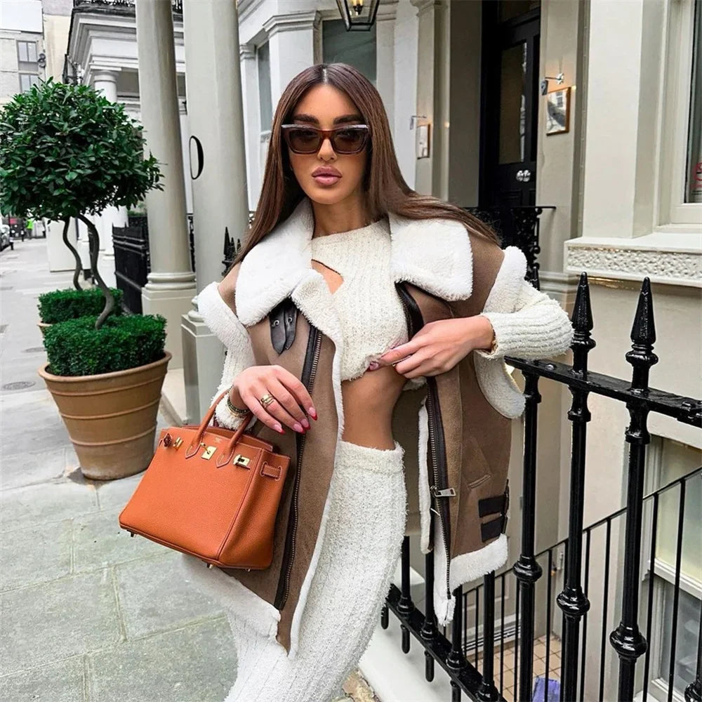 ווסט עור צמר פנימי - קארי