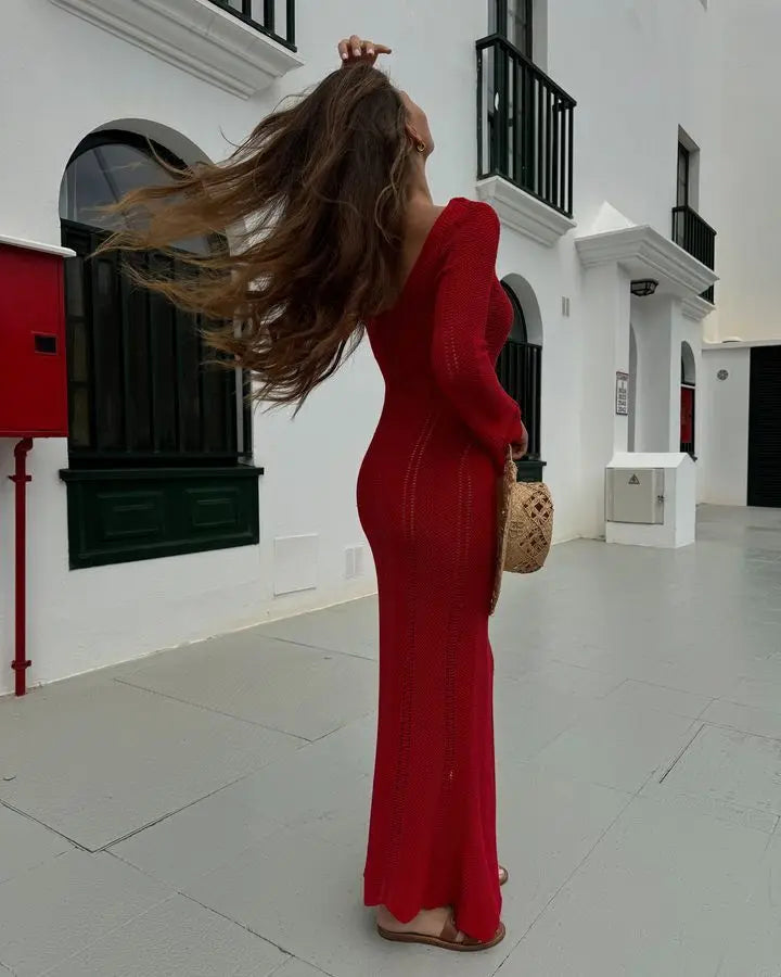 שמלת מקסי סרוגה גב פתוח - Sierra