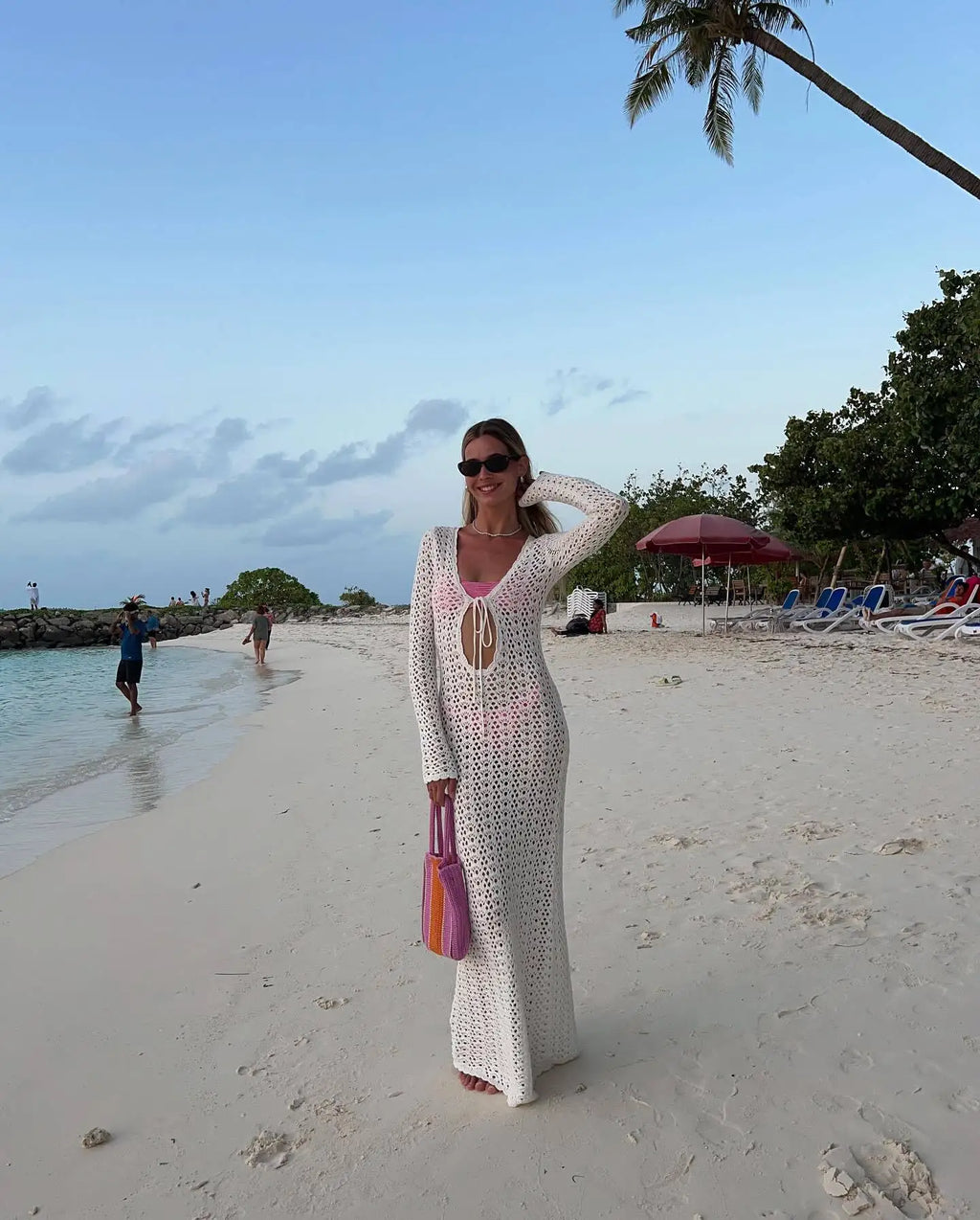 שמלת מקסי קרושה בעיטור קשירה בחזה - Halo