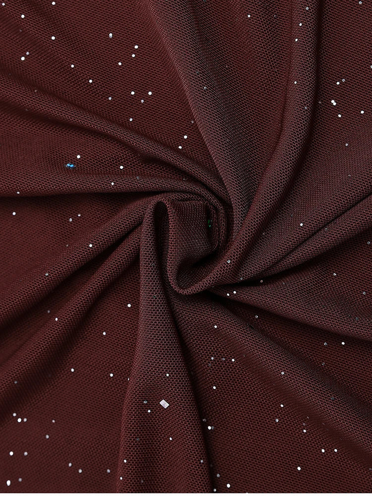 שמלת מקסי נצנצים בעיצוב כתפיים חשופות שרוולי פעמון - מרגריטה