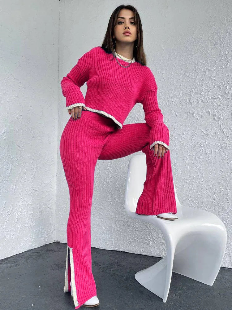 Two-piece knit suit with pants and a shirt - Nora