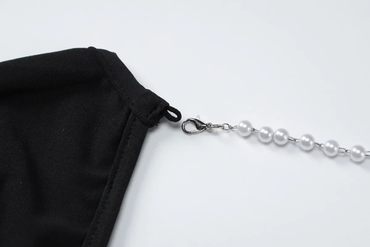 שמלת מקסי גב ומותן פתוח בעיטור שרשראות - דניס