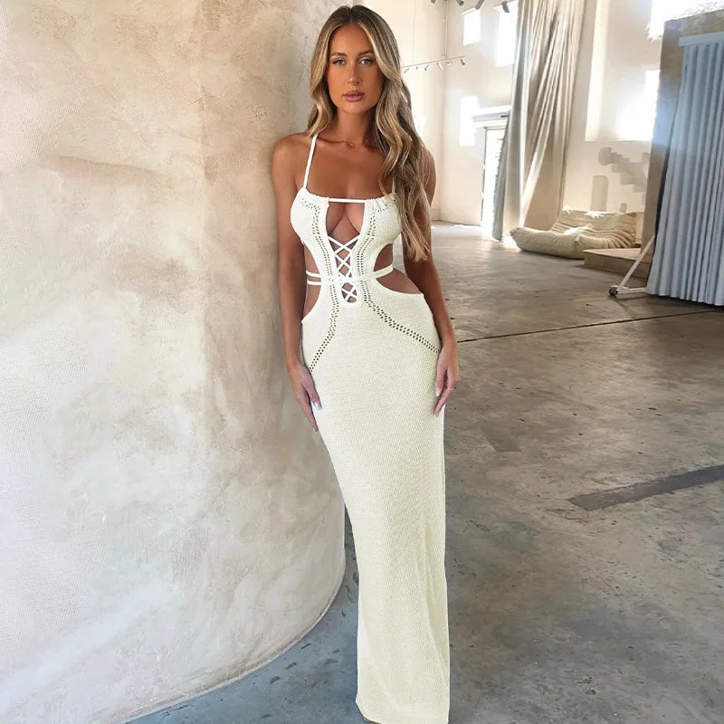 שמלת מקסי סרוגה בעיצוב עיטורים - לייני