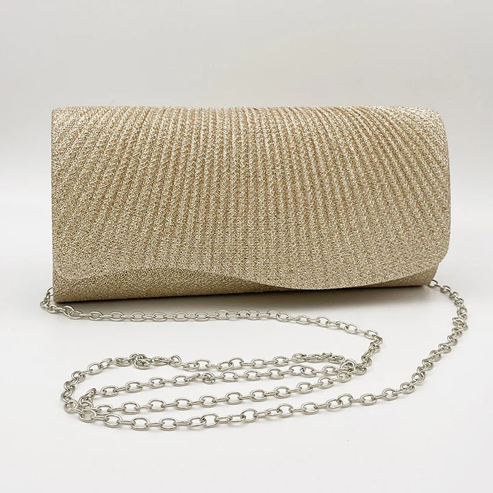 Clutch bag with sparkling studs and chain strap design