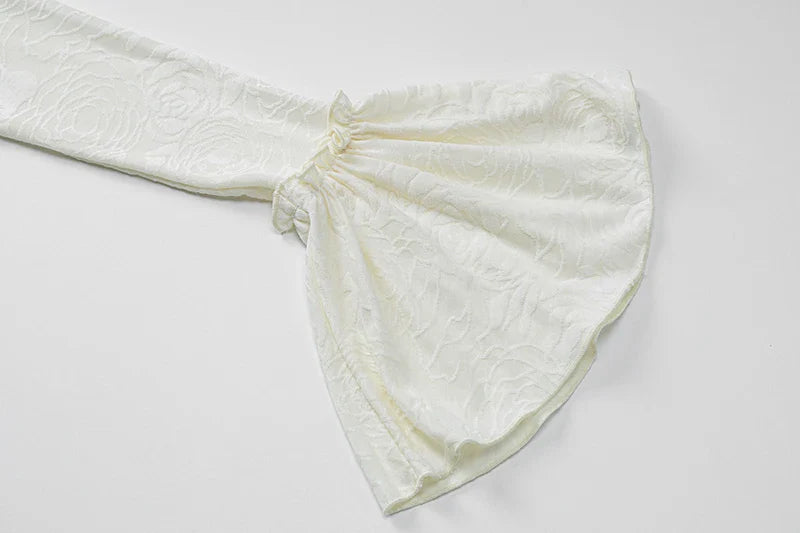 שמלת מקסי בעיטור רקמת פרחים שרוולי פעמון - הלן