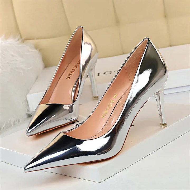 Shiny high heel shoes in various heights - Hailey