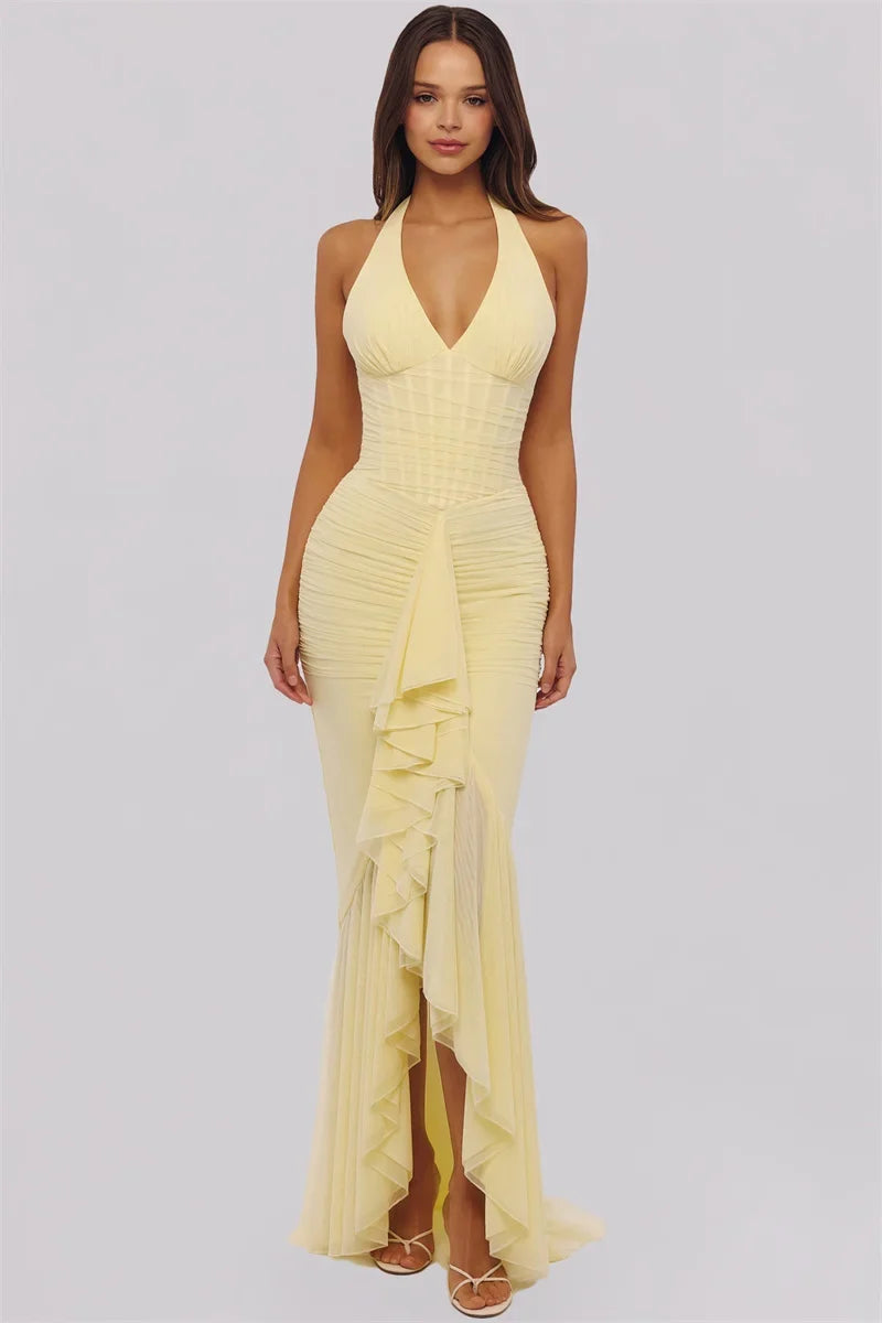 Ruffled chiffon maxi dress - JOYA