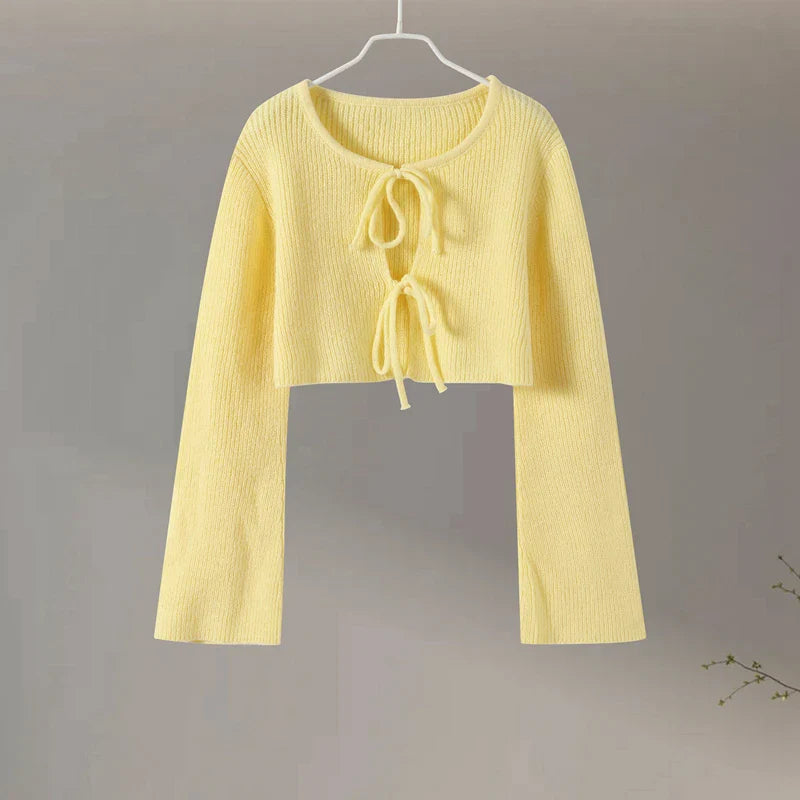 סט שני חלקים סרוג חצאית מקסי וחולצת קשירות - ימית