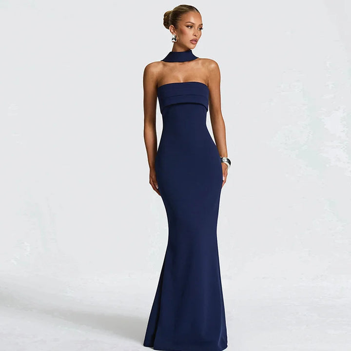 Strapless maxi dress with scarf decoration - MAROM