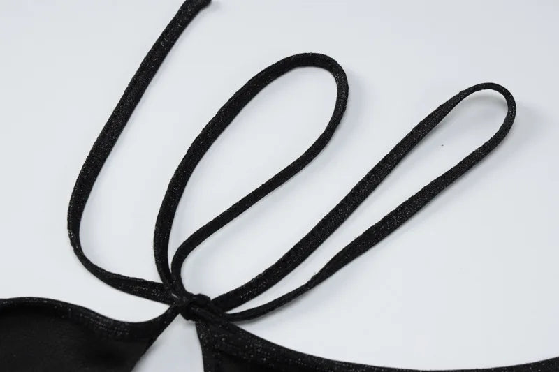 שמלת מקסי נצנצים בעיטור שסע קשירות בגב פתוח - Leila