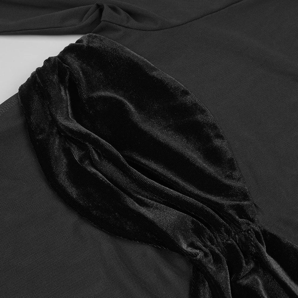 שמלת מקסי קטיפה בעיצוב רשת - ג'ואן