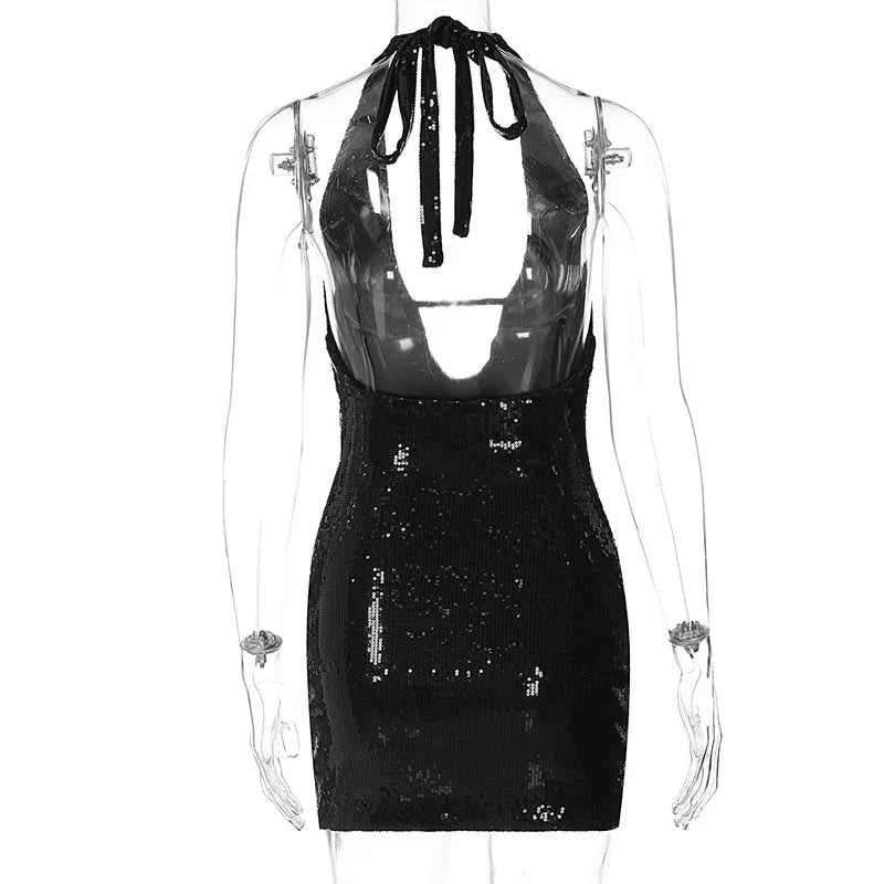 שמלת מיני פייטים צמודה גב פתוח - טייארה