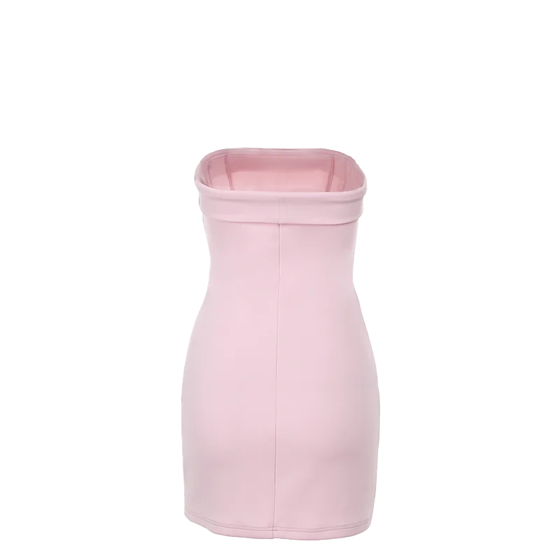 שמלת מיני סטרפלס בעיטור דמויי כיסים - לני