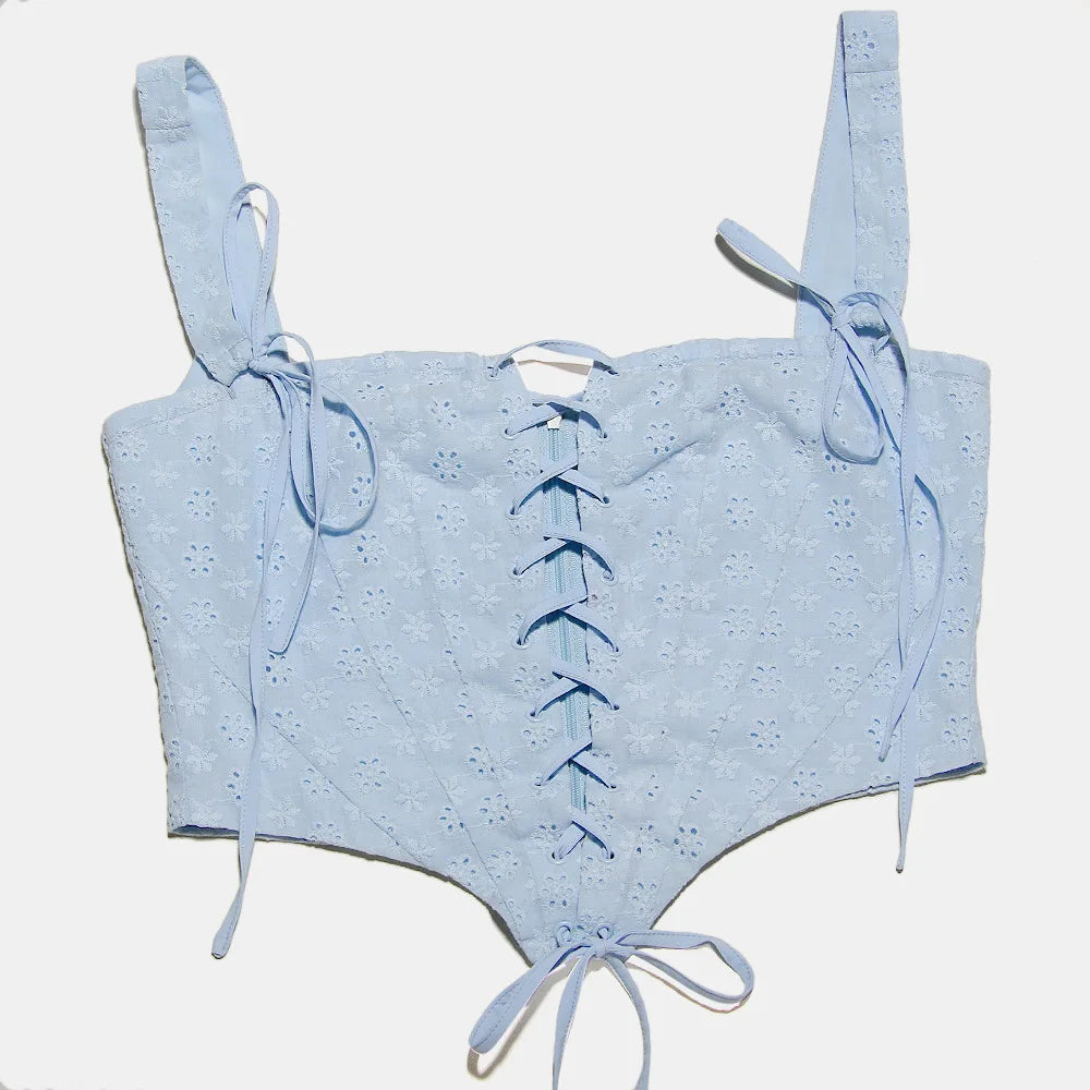 שמלת מיני סטייל כפרי בעיצוב מחוך - תכלת