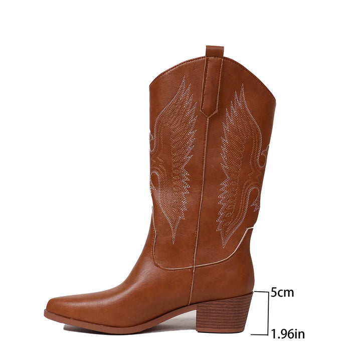 Faux leather cowboy boots with embroidered wings - Angels
