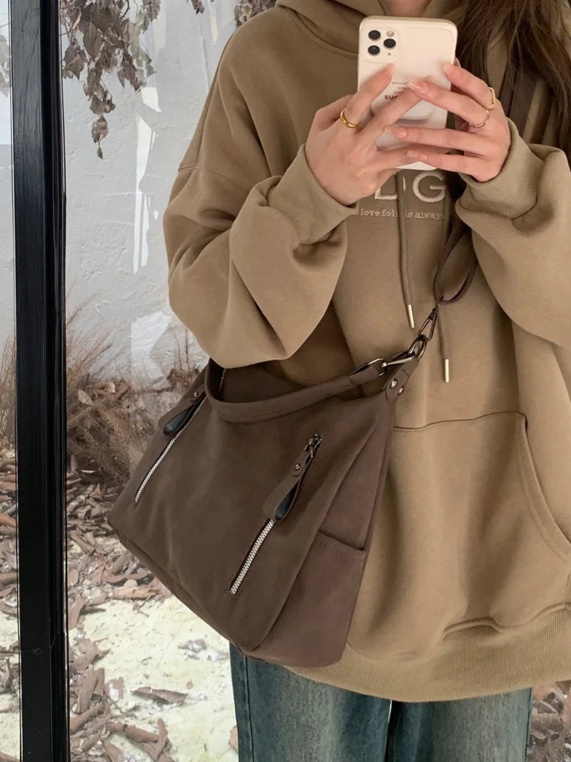 Bag with retro-style faux leather design