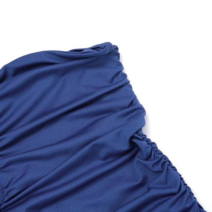 Strapless mini dress in a pleated satin design with buckle decoration - Easy