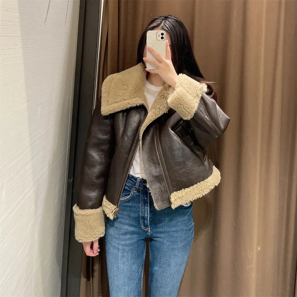 מעיל עור פרווה פנימית - קנדי