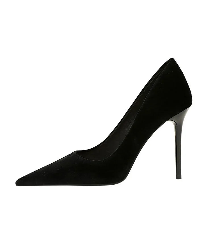 Pointed velvet fabric high heel shoes - Lunar