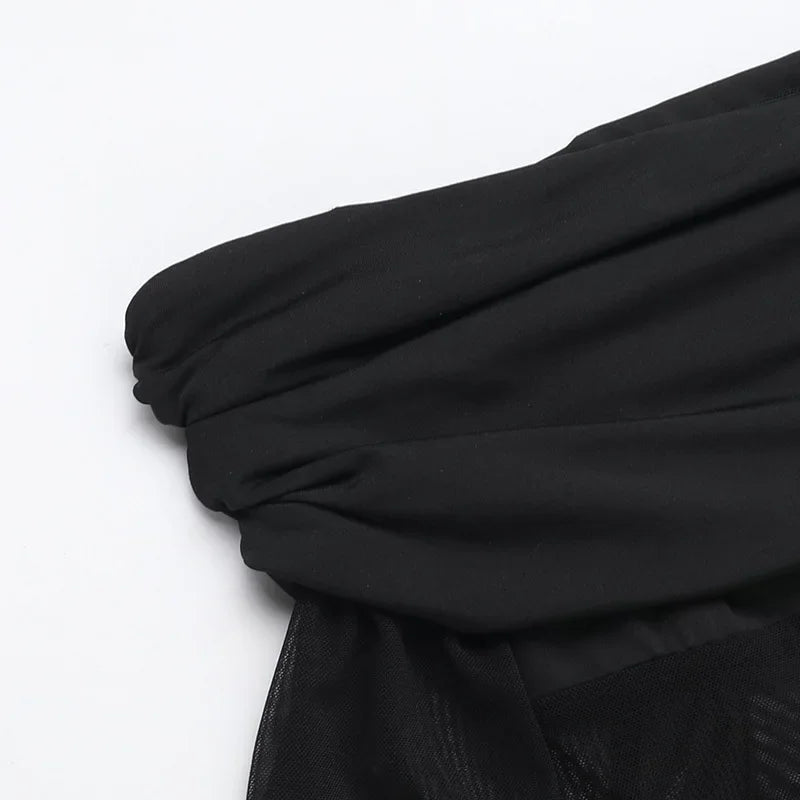 אוברול בד מחטב בעיצוב רשת וכתפיים חשופות מכנסי פדלפון - מאיה לי