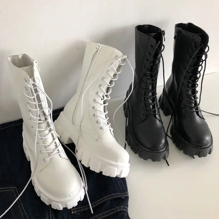 Faux leather rain boots with lace-up design - Martin