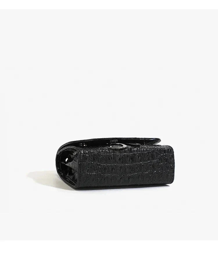 Glitter faux leather bag with D design