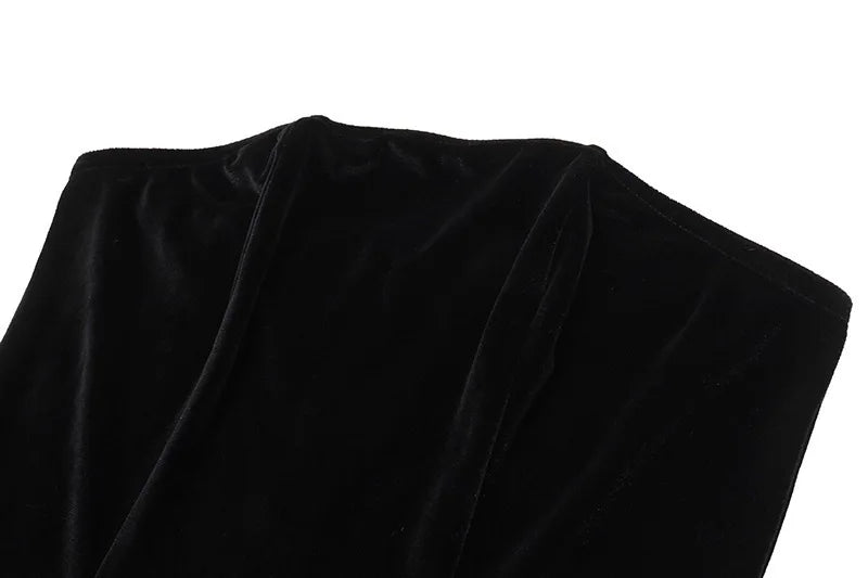 שמלת מיני סטרפלס בעיצוב בלון אסימטרי חלק עליון קטיפה חלק תחתון סאטן - דואה