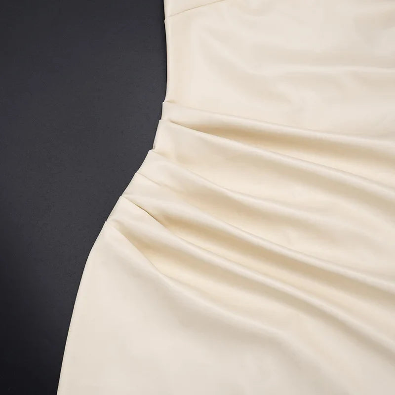 Faux leather mini dress with pleats - SIERA