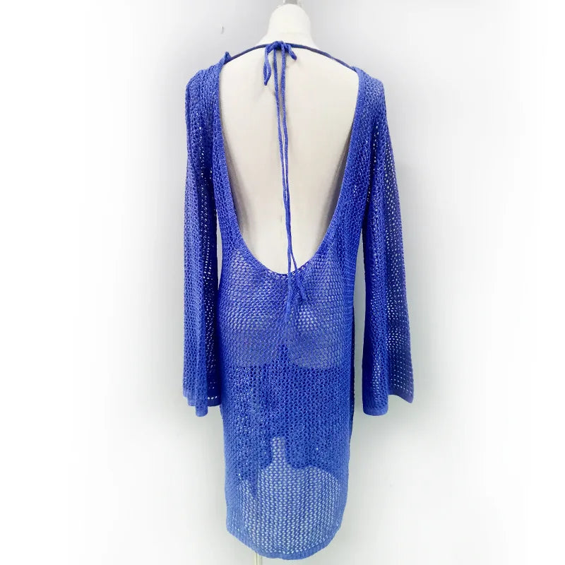 שמלת מיני רשת שרוולים נפתחים - Lina